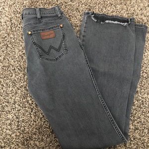 Exaggerated boot cut wranglers